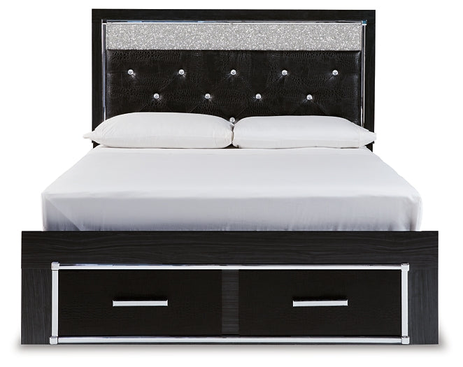 Kaydell Queen Upholstered Panel Storage Bed with Mirrored Dresser, Chest and 2 Nightstands Wilson Furniture (OH)  in Bridgeport, Ohio. Serving Bridgeport, Yorkville, Bellaire, & Avondale